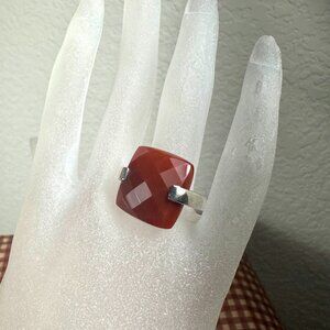 NEW Size 7.5 Real Sterling Silver and Genuine Carnelian Ring